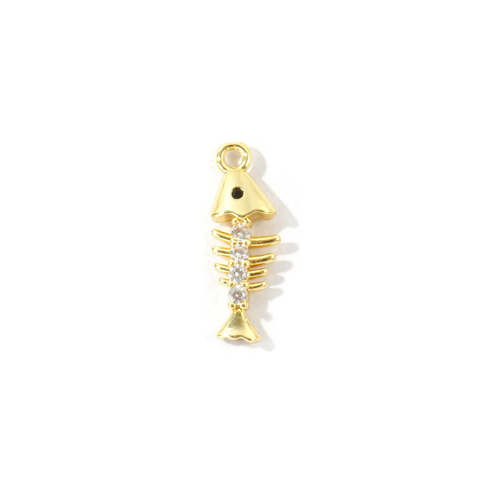 2 Stück Ozean-Schmuck Fisch Zirkonia Anhänger 18K vergoldetes Messing für DIY Halsketten Schmuckherstellung Zubehör Großhandel – Detail 3
