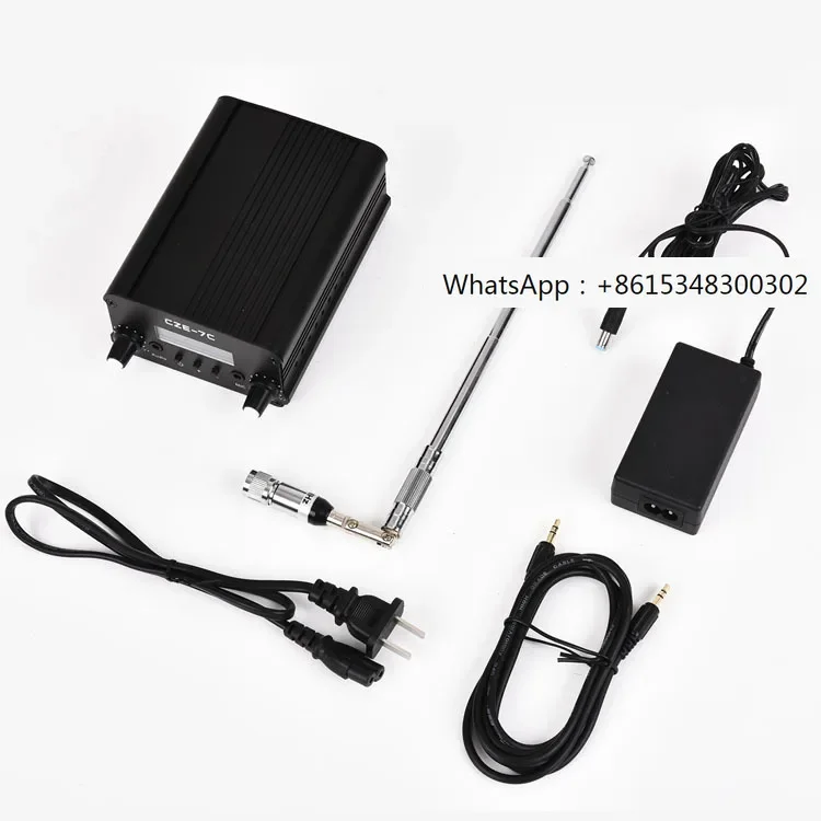 1W/7W stereo PLL FM transmitter broadcast radio station CZE-7C 76-108MHZ + TNC Antenna + Power supply+Audio cabel