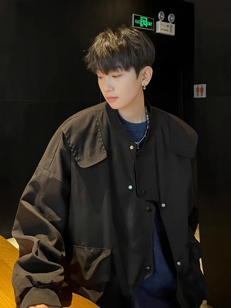 

Vintage American Workwear Baseball Jaet Men's Spring Autumn Oversize Irregular Pilot Jaet irt Youth Trend Windproof