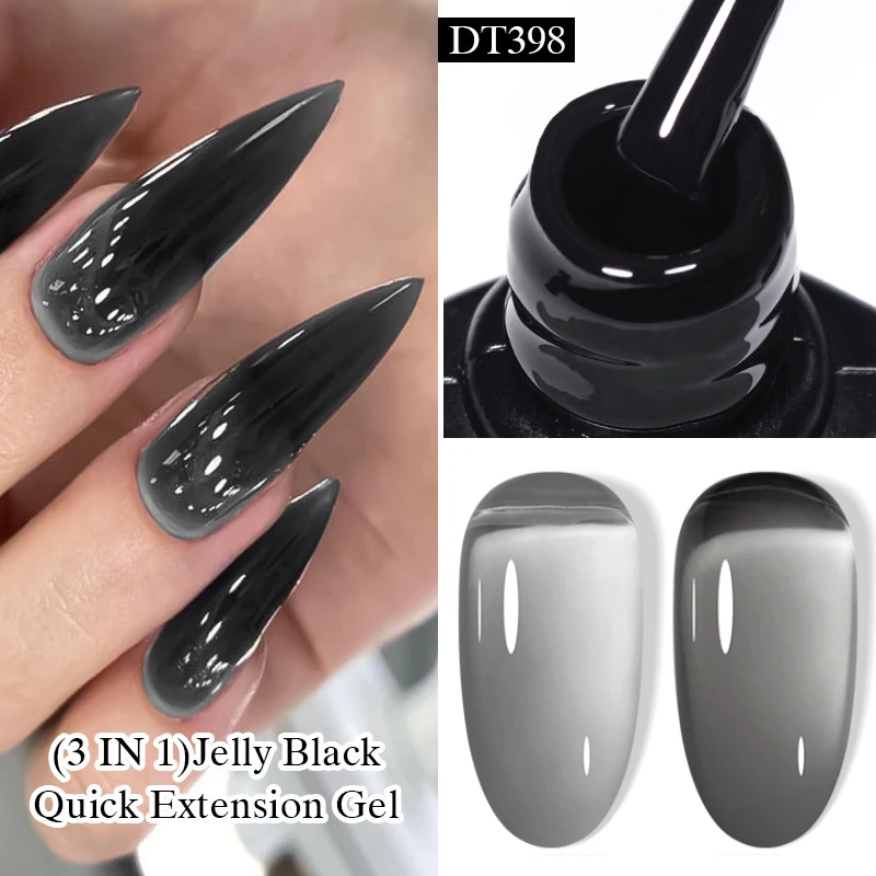 

MEET ACROSS 7ML Black Crystal Jelly Quick Extension Gel Nail Polish Translucent Color Nail Art Construction Hard Gel Varnish