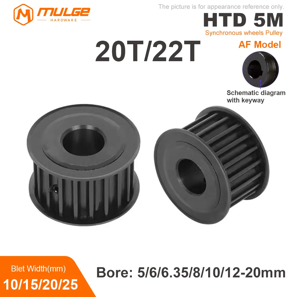 HTD 5M Timing Pulley 20 Teeth 22 Teeth 11/16/21/27mm Width Black Steel Synchronous Belt Wheel Bore 5mm-20mm Gear Pulley