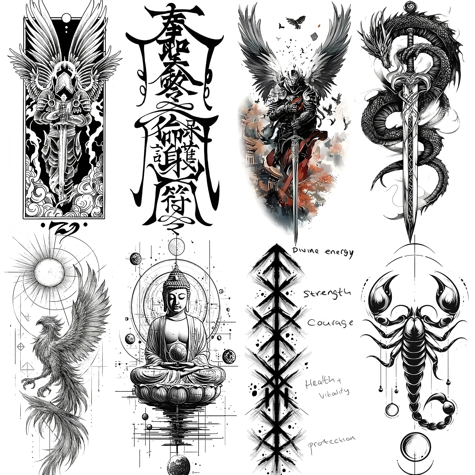 1 Sheet Dragon Scorpion Cool Animal Temporary Tattoo For Men Hand Back Calf Temp Fake Tattoo Stickers Waterproof Realistic Tatoo