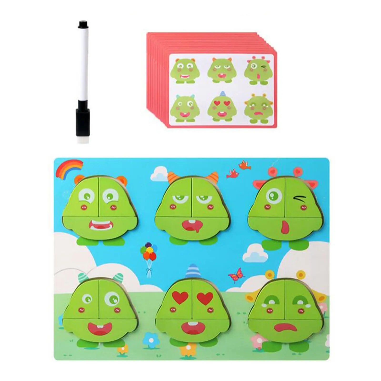 Montessori Toy 2 in 1 Wooden Toy Multifunction Writing Board Playing Monster