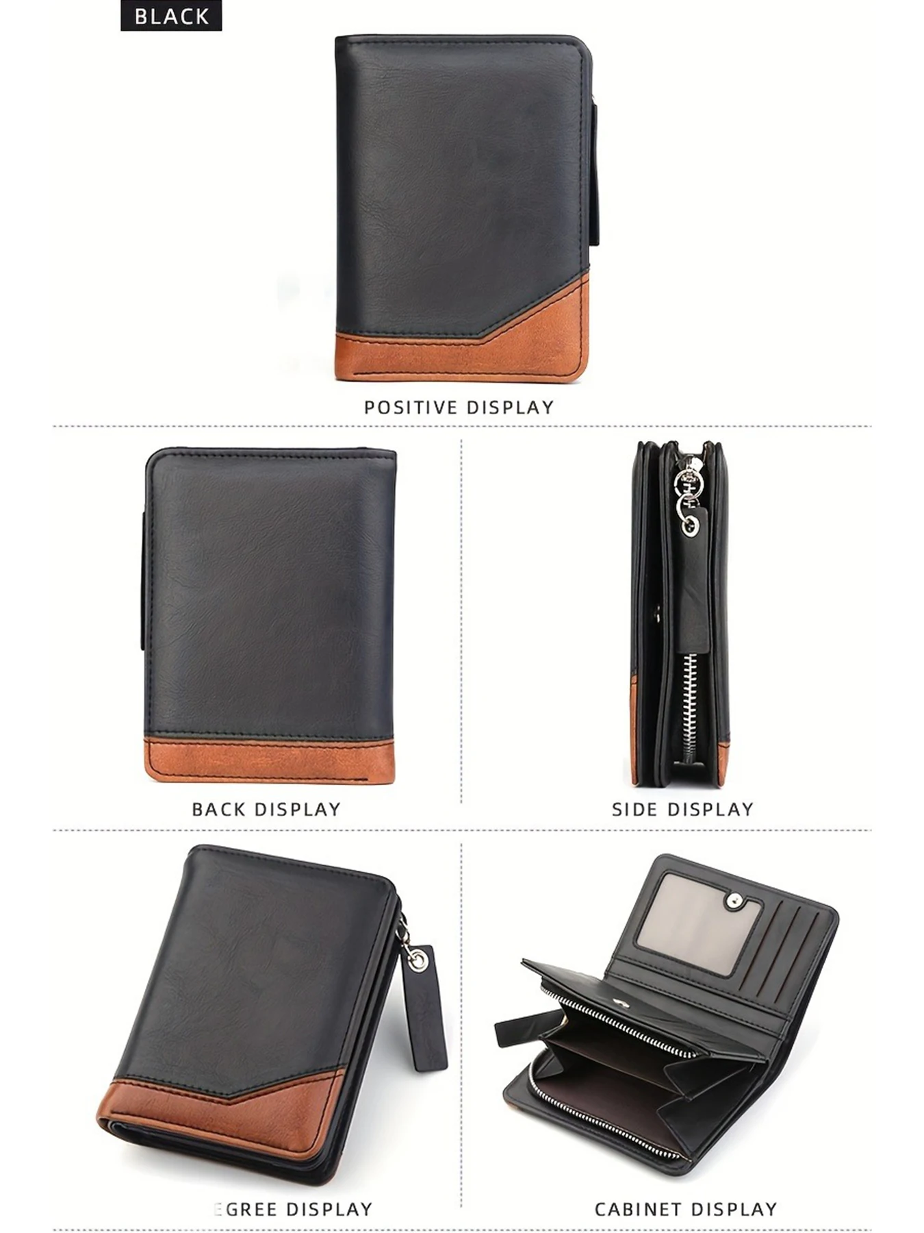 2024 neue männer PU Leder Kurze Brieftasche Mit Zipper Münzfach Vintage Große Kapazität Männlichen Kurzen Geld Geldbörse Karte halter – Detail 9