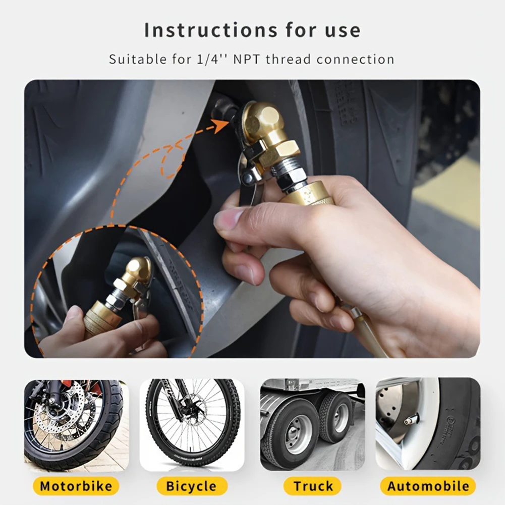 1/2/3pcs Airs Compressors Locking Tire Chuck Closed Flow-Air Chuck Universal Closed Flow-Air Tire Valves Inflator Fitting