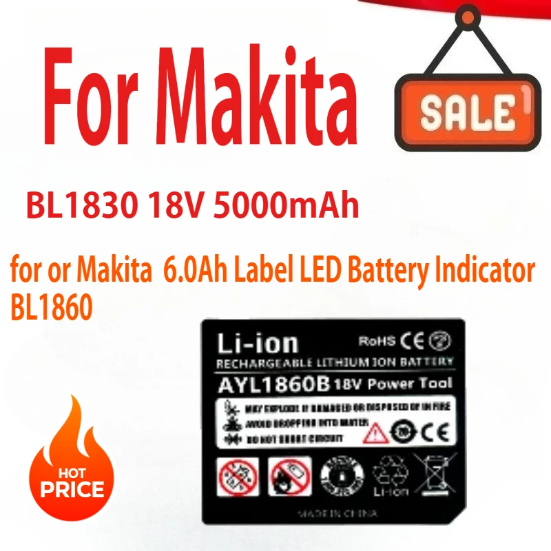 

BL1830 Li-ion Battery Case Charging Protection Circuit Board Box For Makita 18V 5.0Ah 6.0Ah Label LED Battery Indicator BL1860