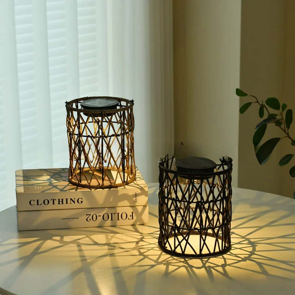 

Garden Outdoor Lamp Solar Rattan Lantern Soft Warm Glow Battery-free Operation Rattan Weave ABS PE Woven Rattan