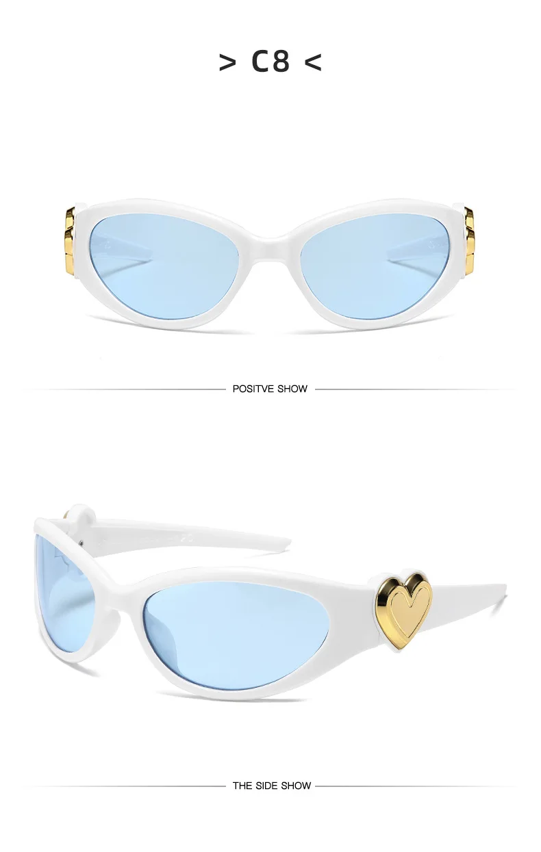 Ovale Y2K-Sonnenbrille für Damen, lustig, Vintage, 2025, Brillen, Damenmode, Persönlichkeit, Sonnenbrille, weiblich, Lentes – Detail 13