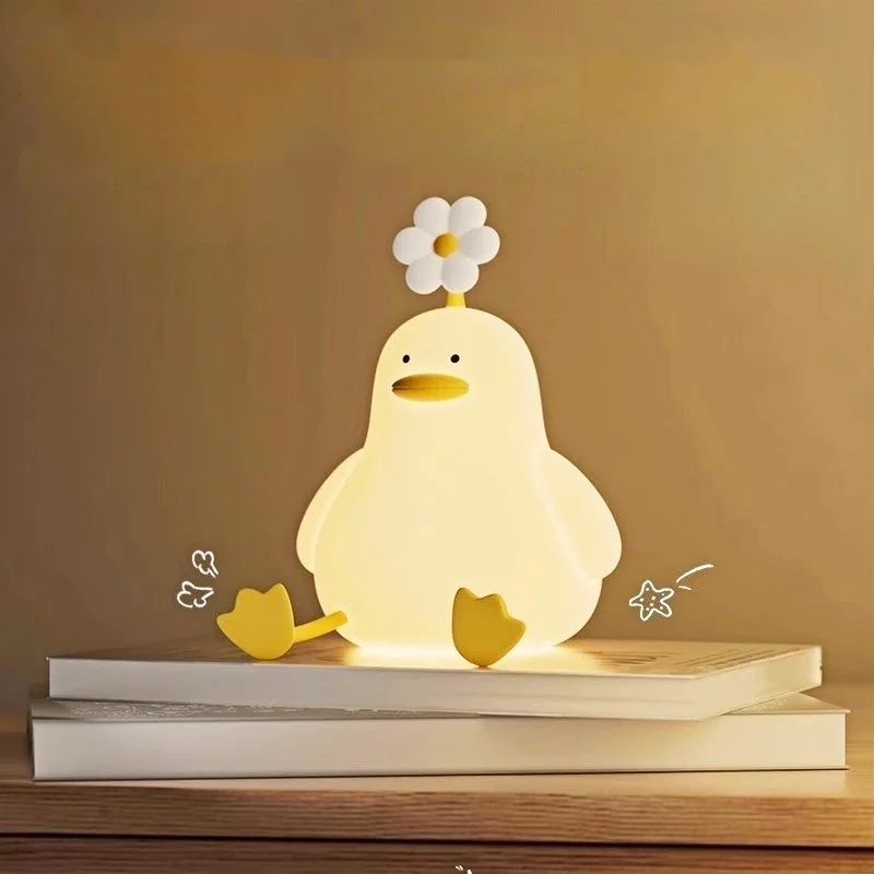 

Flower Duck Night Light for Kids USB Rechargeable, Soft Silicone Touch Lamp, LED Bedside Night Light, Safe Nursery Decor & Gifts