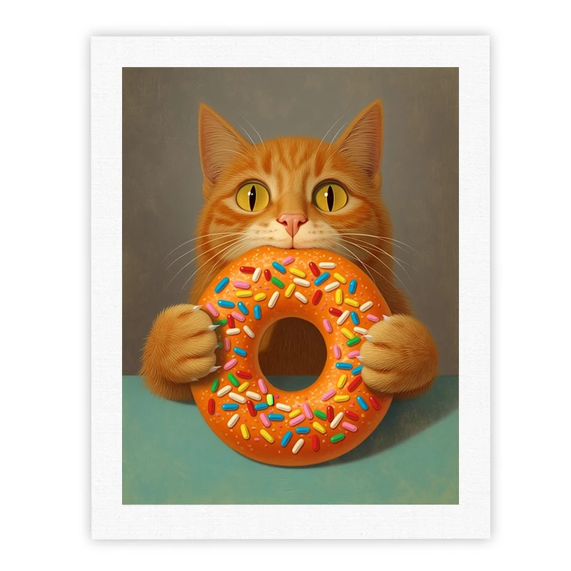 

CHENISTORY Painting By Numbers Sweet Donut Kitten DIY Hand Painted Picture By Numbers Gift Home Decoration Wall Art