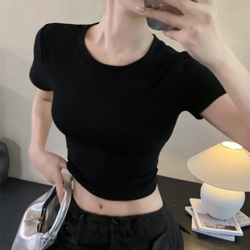 

Sweet Fashion Butterfly Hollow Front Shoulder Short-sleeved T-shirt for Women in Summer Design, Backless Slim and Short Slim Top