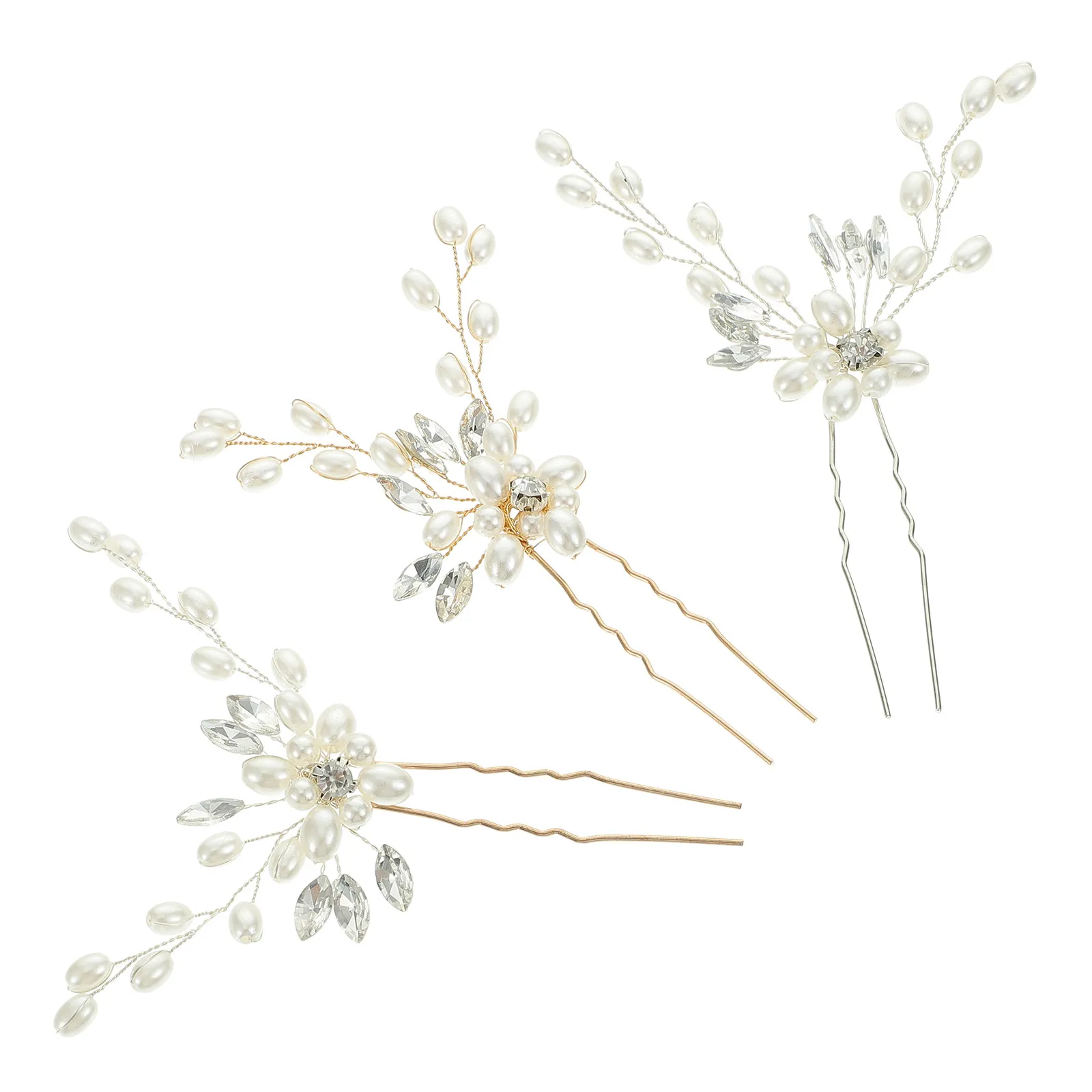 

3Pcs Pearl Hairpin Bridal Hair Fork Wedding Hair Accessory Bright Luster Comfortable Bridal Headdress Gift for Women