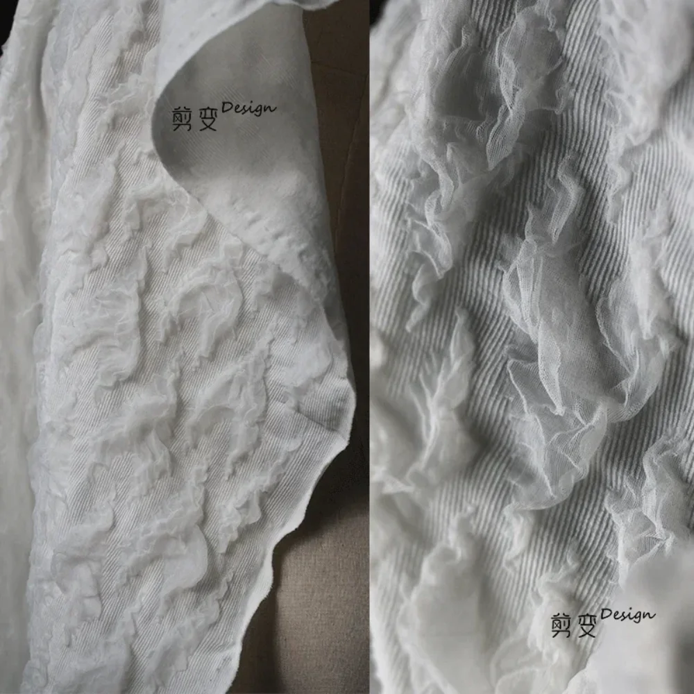 

Двухслойная жаккардовая плиссированная ткань, креативное пальто, брюки, дизайнерская одежда, оптовая продажа, ткань на метр для шитья, материал «сделай сам»