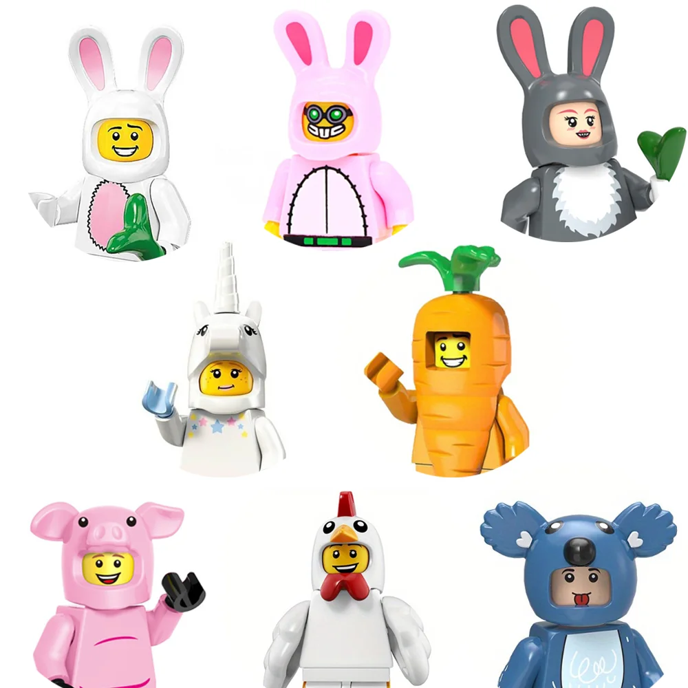 Rural animal action figure building block Rabbit koala chicken pig radish animal mini doll Building Block set Halloween gift