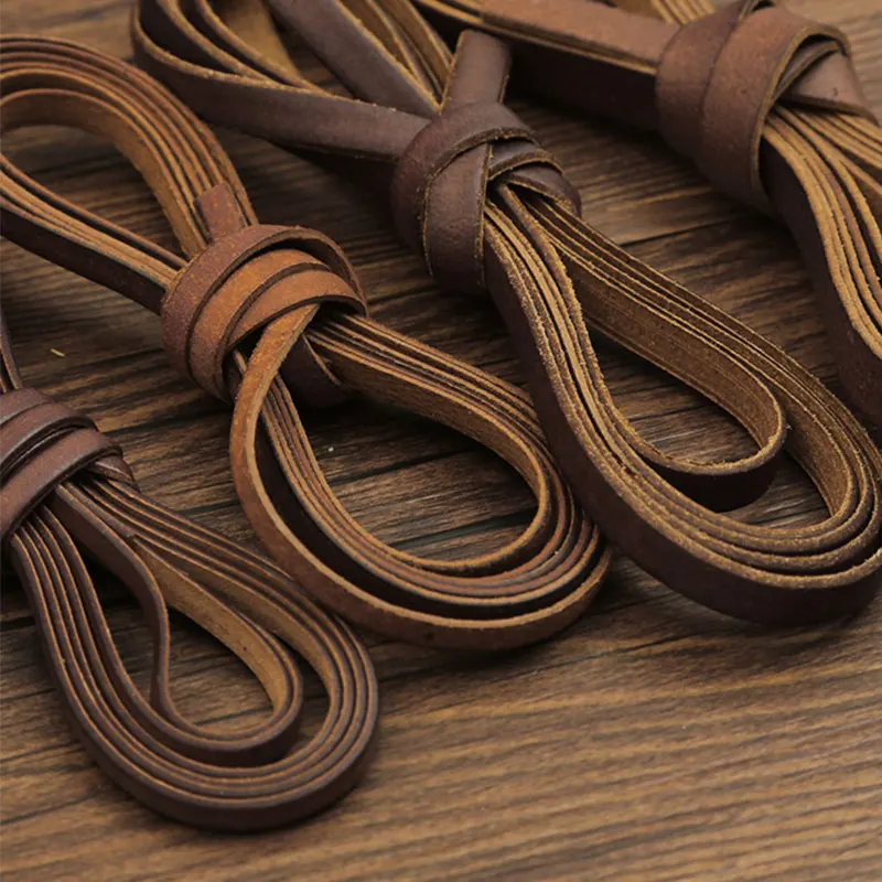 3/5/8/10mm Flat Leather Cord Black Brown Color Retro Cow Leather Rope DIY Handmade Bracelet Jewelry Braided Craft Accessories