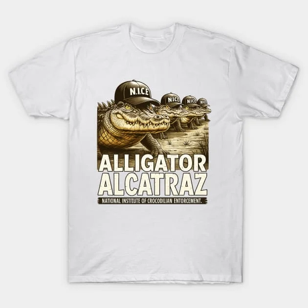 

Funny Alligator Alcatraz T-Shirt Unisex Humor Graphic Tee Retro Crocodile San Francisco Gift Florida Cotton Top
