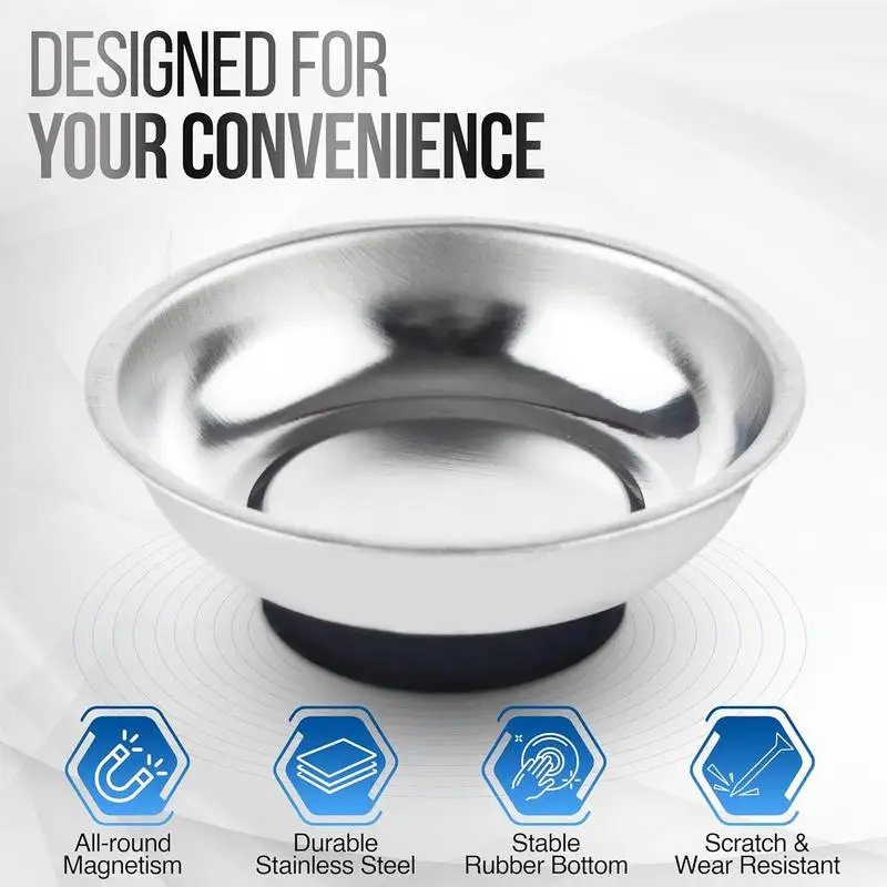 

Магнитный лоток 3/4/6 дюймов, круглые магнитные детали, чаша, винт, лоток для хранения инструментов из нержавеющей стали, лоток для инструментов с автоматической присоской