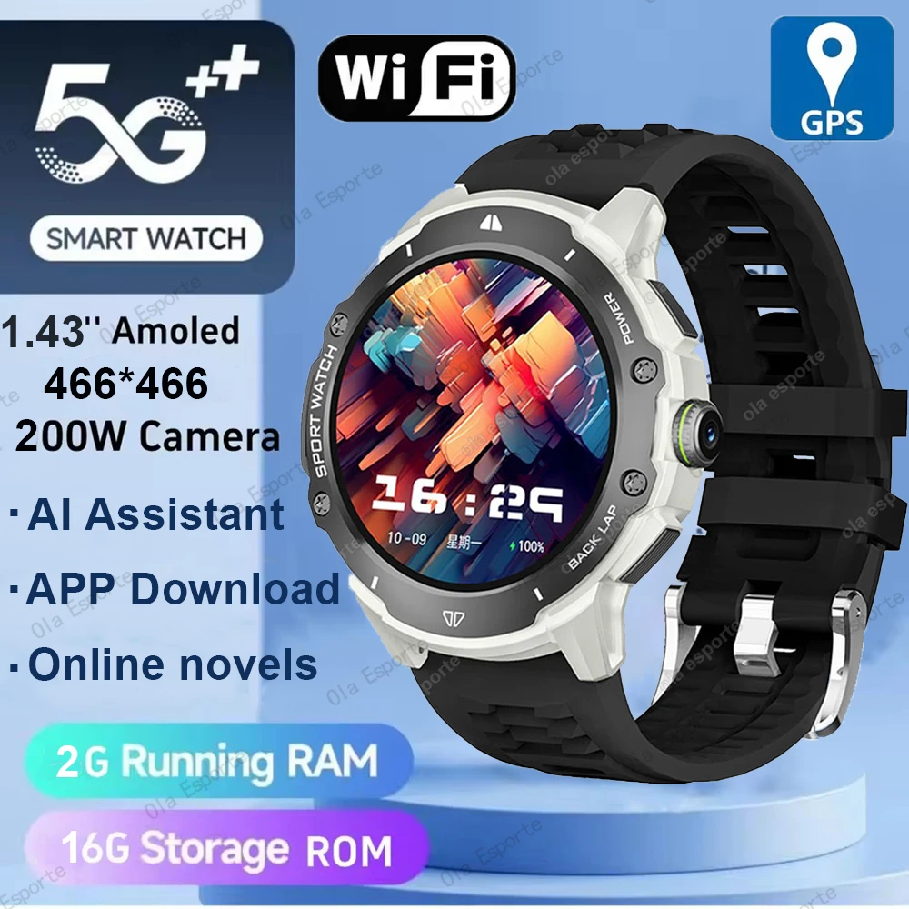 

Smartwatch Sim Card 200W Camera App Download Network 2/3/4G WIFI Watches For Man GPS Large Battery Capacity Smart Watch 2025 New