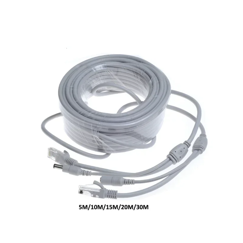 CCTV network Lan Cable For NVR System IP Cameras, Ethernet Cable RJ45 + DC Power, CAT5/CAT - 5e 5M/10M/15M/20M/30M