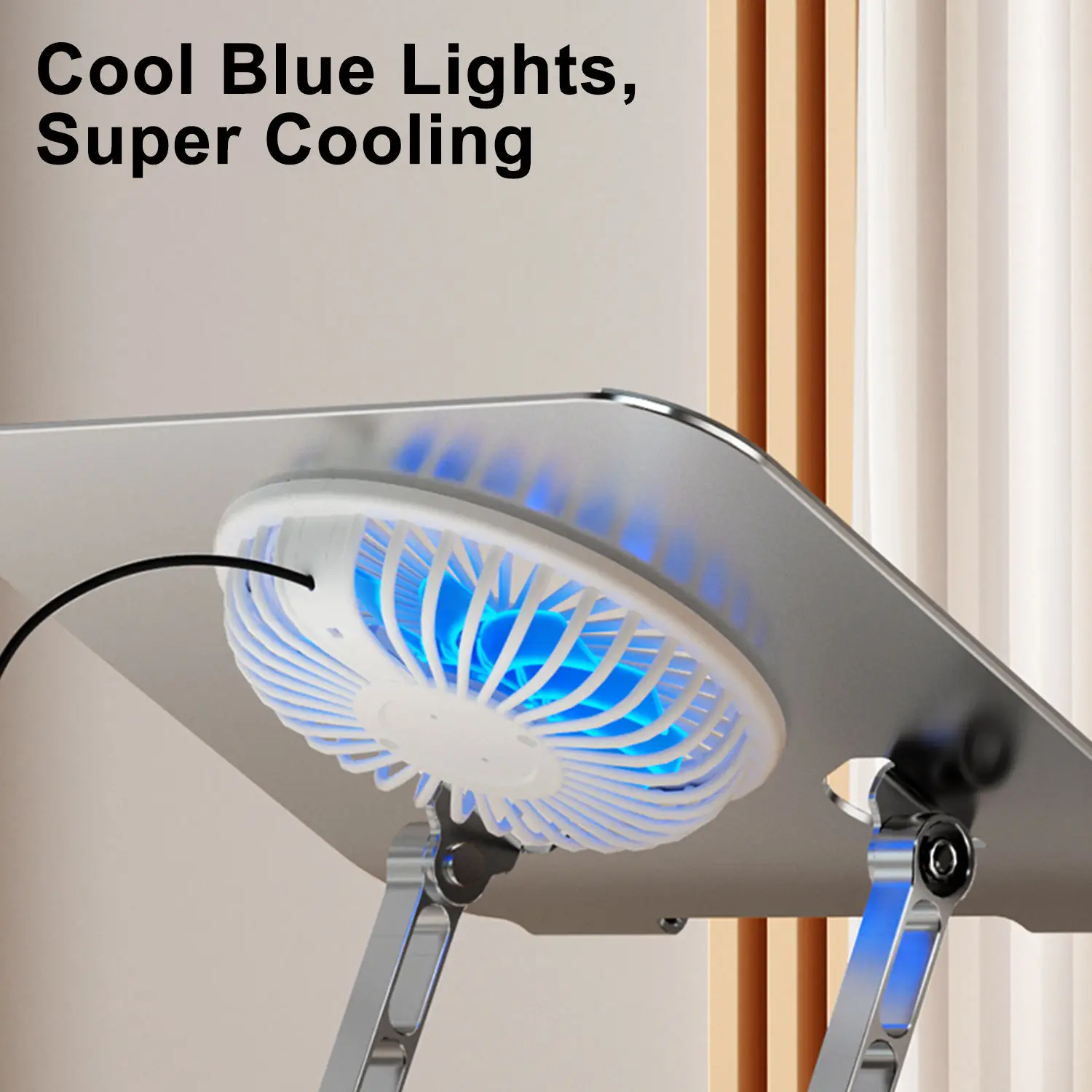 Laptop Stand 360° Rotatable Aluminum Alloy Tablet Cooling Stand with Folding Fan Radiator Support Lift Anti-skid for 7-17 Inch