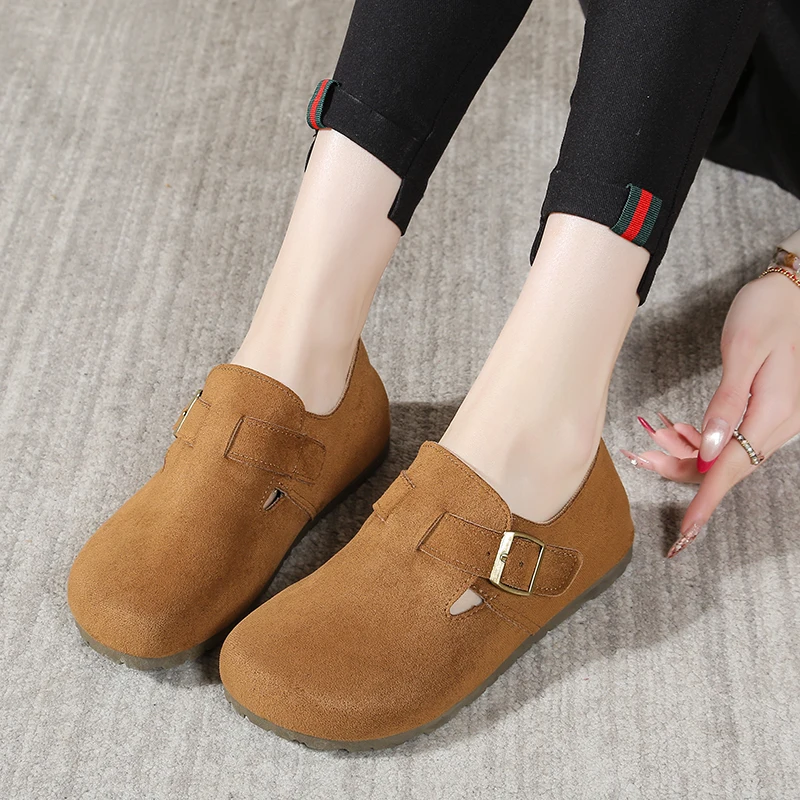 Women's Suede Casual Clogs, 2026 New Buckle Slip On Flats, Comfortable Soft Non-slip Loafers, Drop Shipping Available for Daily