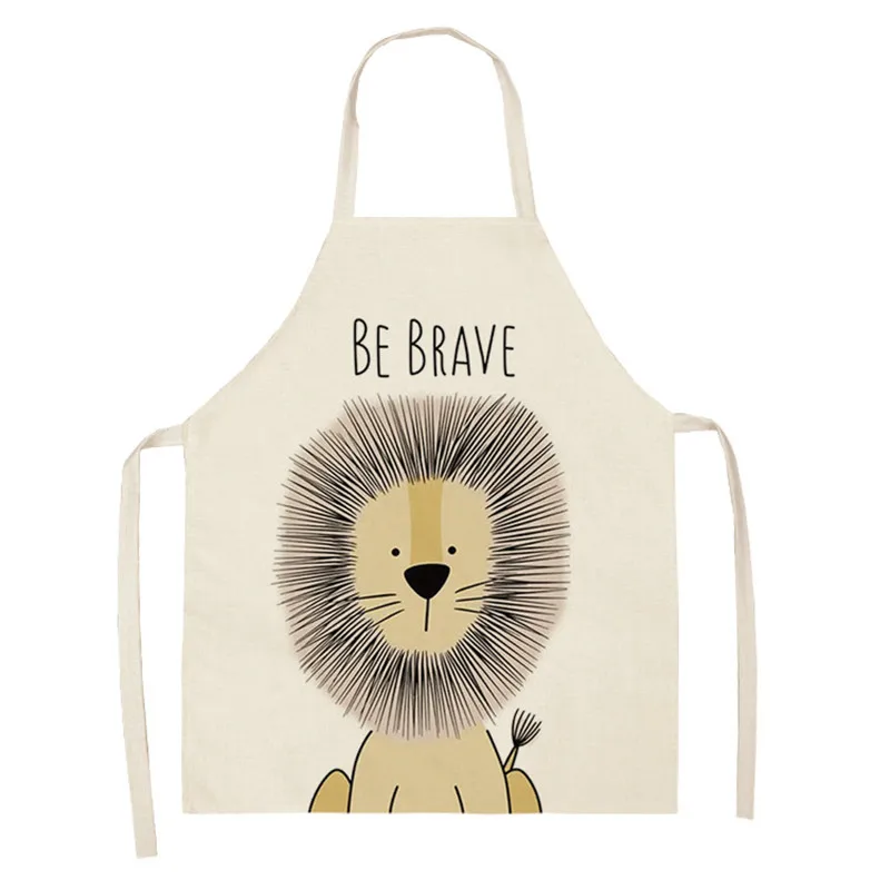 Kitchen Cooking Lion Apron Animal Print Apron Elk Bear Fox Ladies Sleeveless Kids Aprons Kids Aprons Home Cleaning Tools Bibs