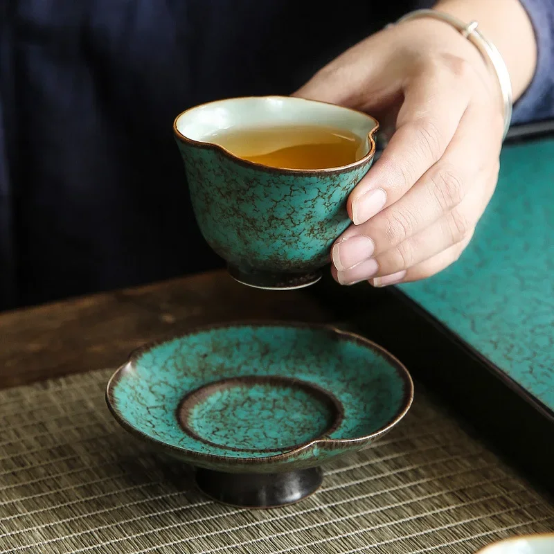 Kung Fu Tea Set  Household Kiln Baked Retro  Fragrance-Smelling Spearmint Master Cup Small Single Bowls