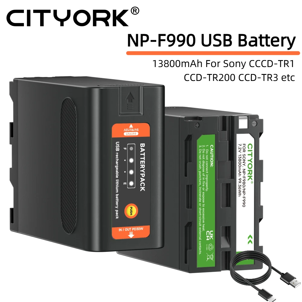 CITYORK 13800 мАч NP-F990 TYPE-C аккумулятор для камеры Sony CCCD-TR1 CCD-TR200 CCD-TR215 CCD-TR3 CCD-TR300 CCD-TR67 CCD-TR87 CITYORK 13800 мАч NP-F990 TYPE-C аккумулятор для камеры Sony CCCD-TR1 CCD-TR200 CCD-TR215 CCD-TR3 CCD-TR300 CCD-TR67 CCD-TR87