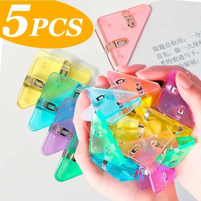 

Kawaii Clear Triangle Clip File Paper Index Photo Clamp Page Holder Stationery Office Desktop Organizer for Folder School Office