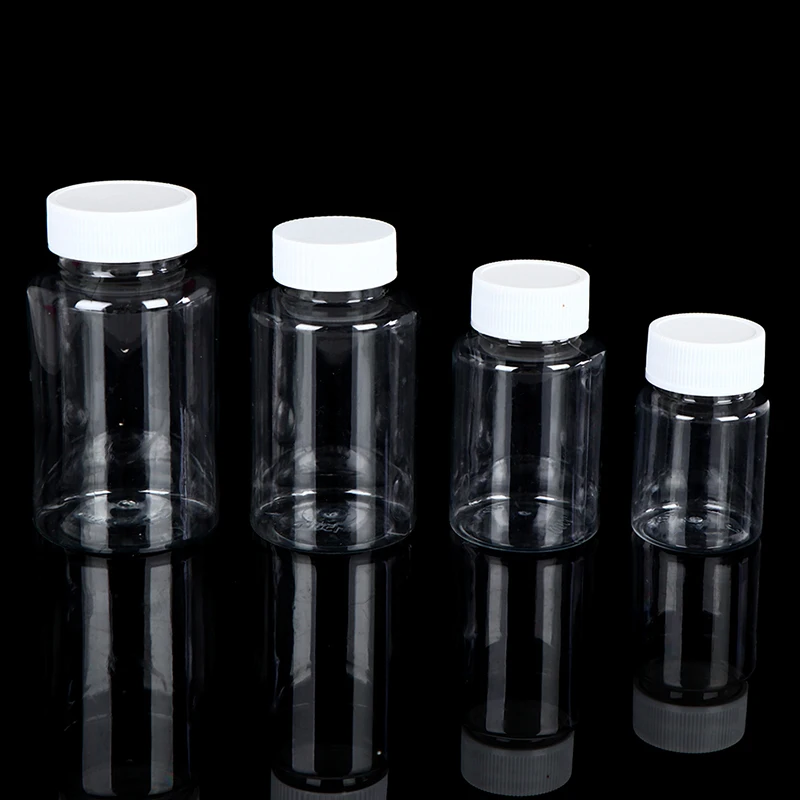1PC 15/100/150ml Plastic PET Clear Empty Seal Bottles Solid Powder Medicine Pill Vial Container Reagent Packing Bottle