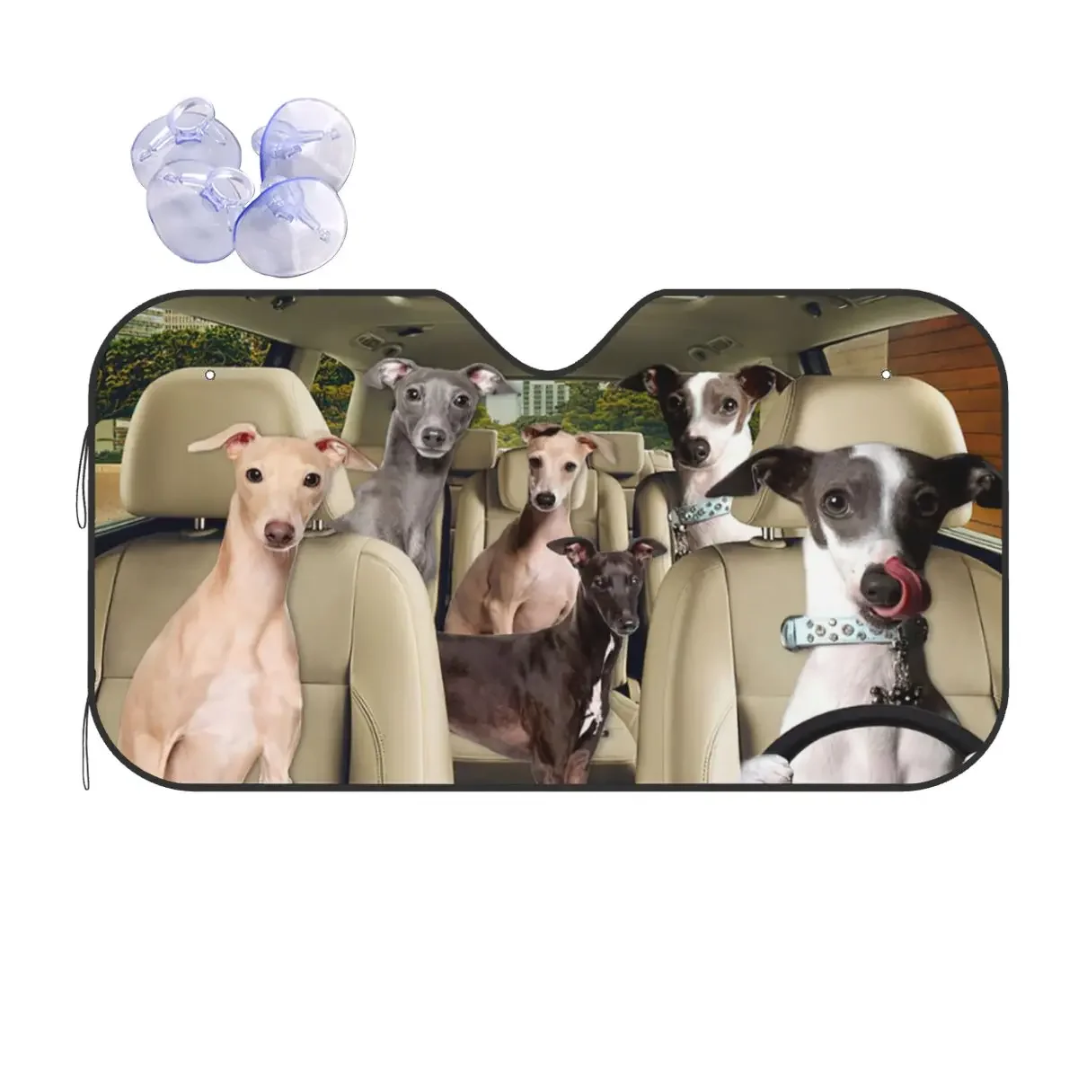 Greyhound Dog Driver Funny Windshield Sunshade 76x140cm Animals Foils Car Window Windscreen Cover Accessories Covers