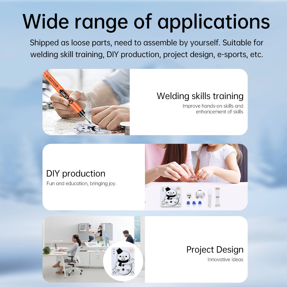 Módulo Tubo emissor de luz LED para DIY, Kit Boneco de Neve Eletrônico, Gelo e Neve Tema, Diversão Iniciante, Aprendizagem Iniciante e Soldagem Diversão