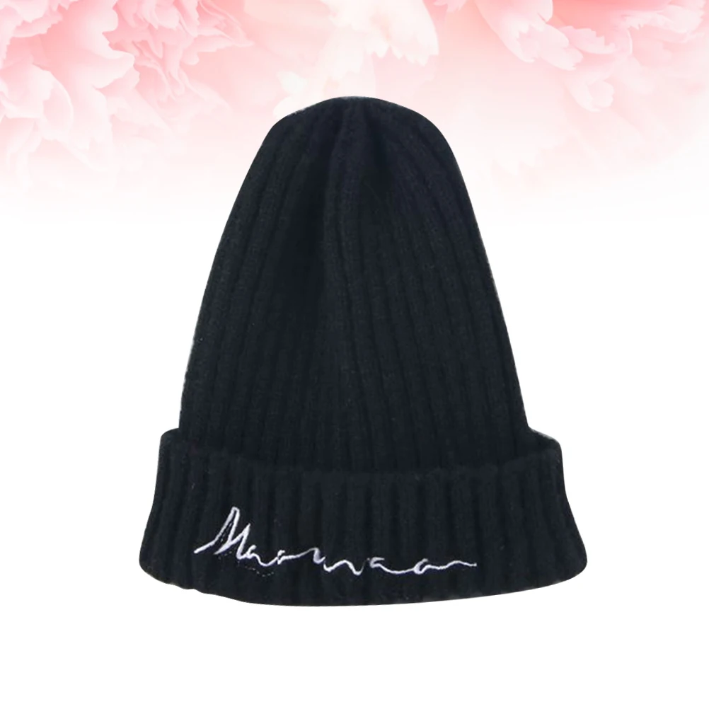 

Детская зимняя вязаная шерстяная шапка, черная мягкая теплая шапка-бини, эластичная, один размер, подходит для большинства очаровательных повседневных головных уборов