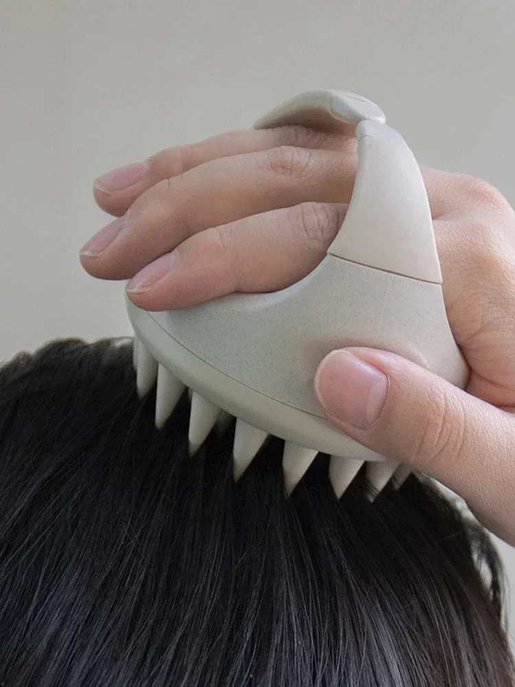 Hoofdhuidborstel Massager Sculp Scrubber Borstel Tarwestro Biologisch afbreekbare siliconen shampooborstel Haarhoofdhuidmassager voor haargroei - afbeelding 2