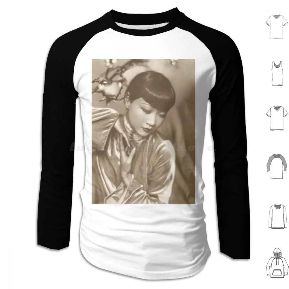 Anna May Wong Film Actress Vintage Portrait Silent Film Hoodie cotton Long Sleeve Anna May Wong Film Actress Vintage