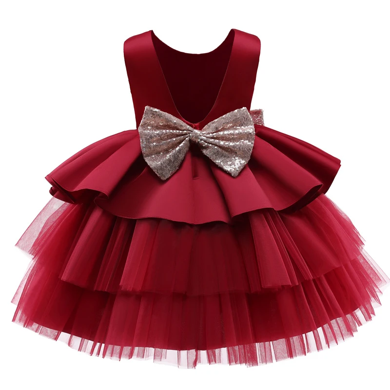 1 Year Old Baby Girls Dress for Newborn Girls Clothes Big Bowknot Formal Baby Girl Birthday Party Dress Christening Gown Dresses