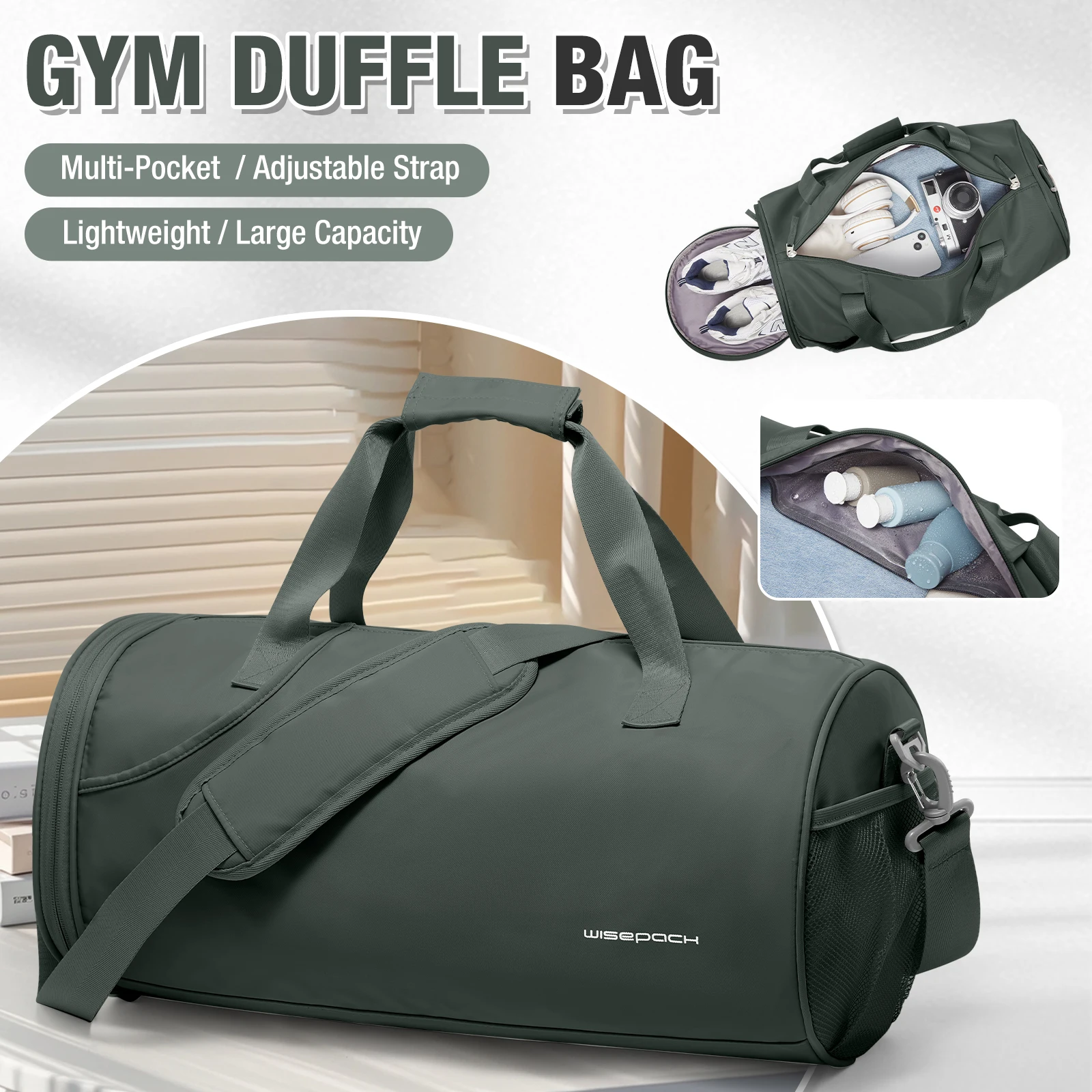 Women Men Gym Bag Sports Bag - Fitness Bags with Wet Compartments, Sportsman Training Gym Bag,Travel Duffle Bag, Travel Bag
