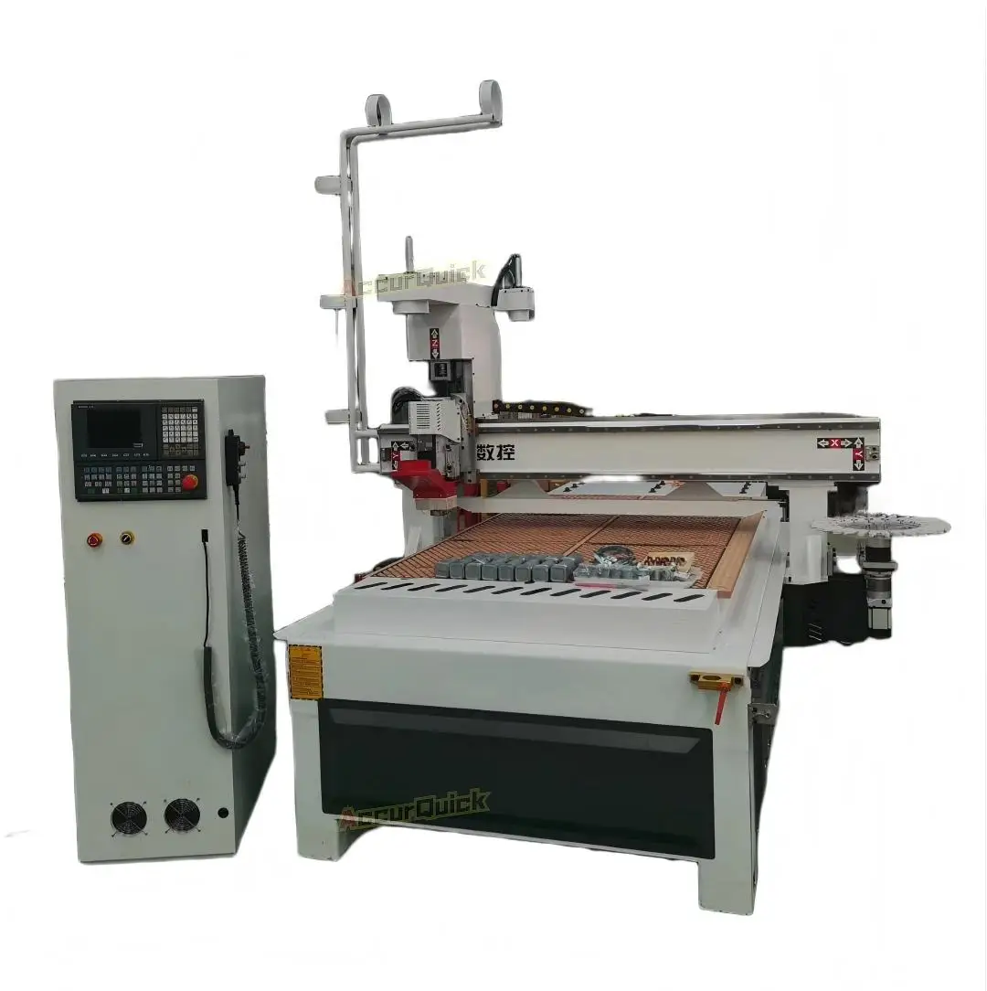 Heavy Duty Woodworking Processing Center 9KW Wood MDF CNC Router with Automatic Tool Changing System