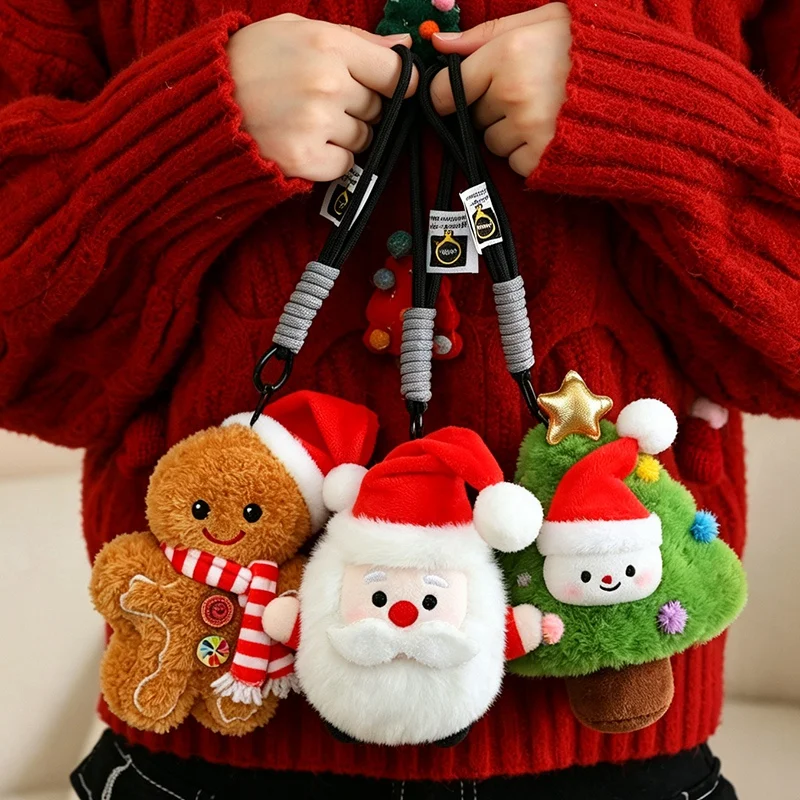 1Pc 10-15cm Lovely Christmas Tree Santa Claus Snowman Gingerbread man Plush Pendant Toy Kawaii Xmas Gift Decor