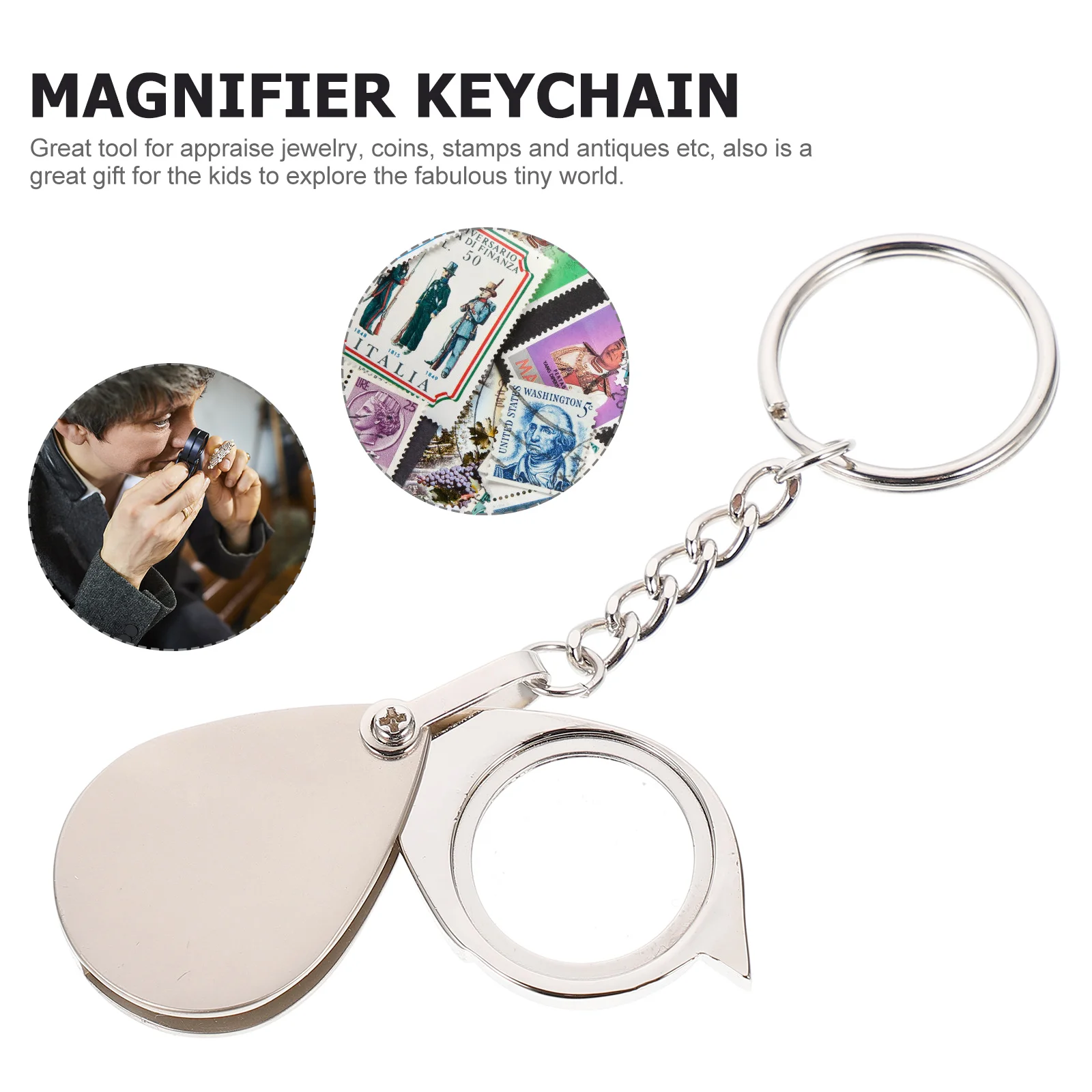 Mini Creative Portable Keyring 15x Foldable Pocket Loupe Magnifier Keychain magnifier keyrings mini keychain