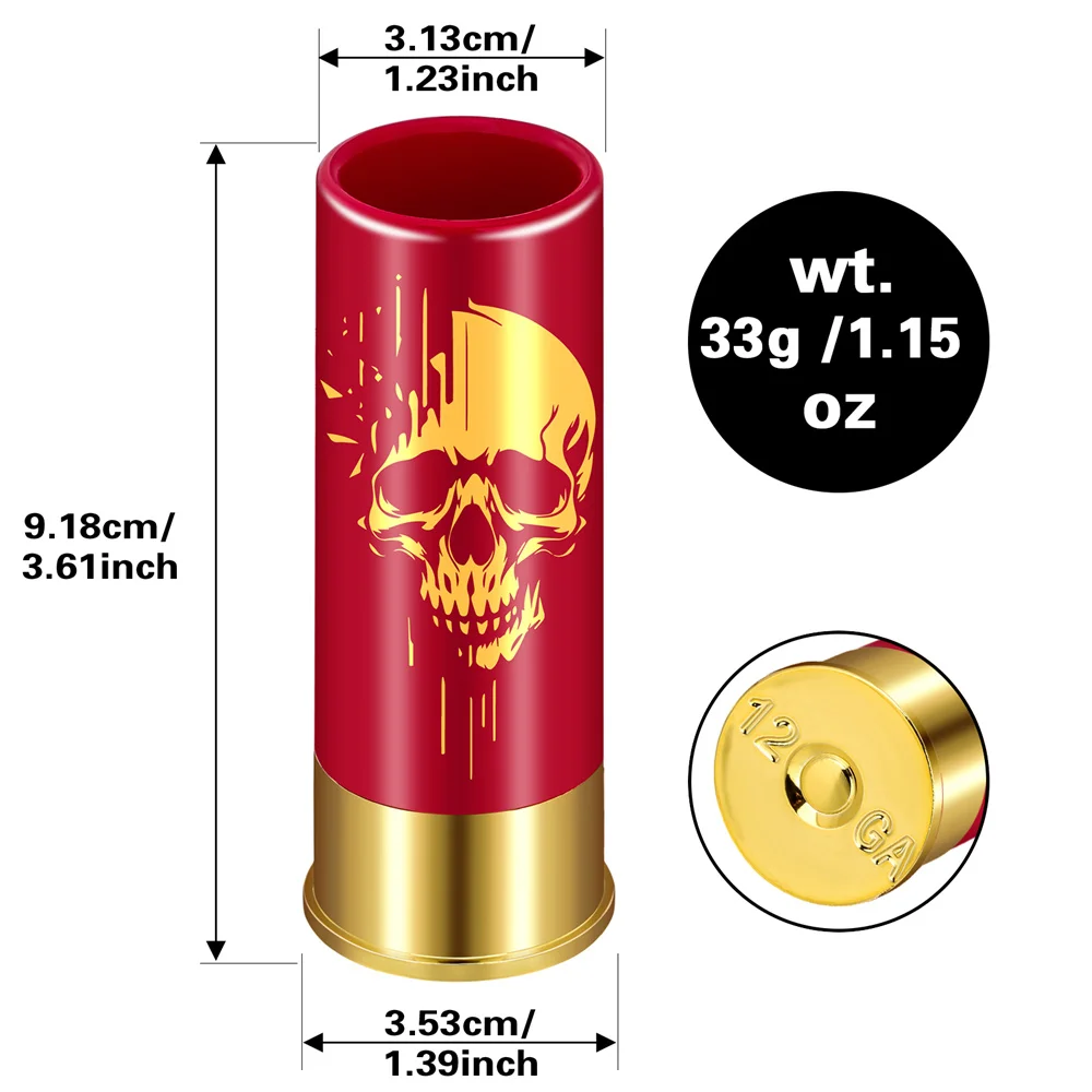 4Pcs/Set Plastic Shot Glasses12 Gauge Shotgun Shell Skull Head Decor Drinking Cup Water Wine Glass Drinkware Christmas Gif