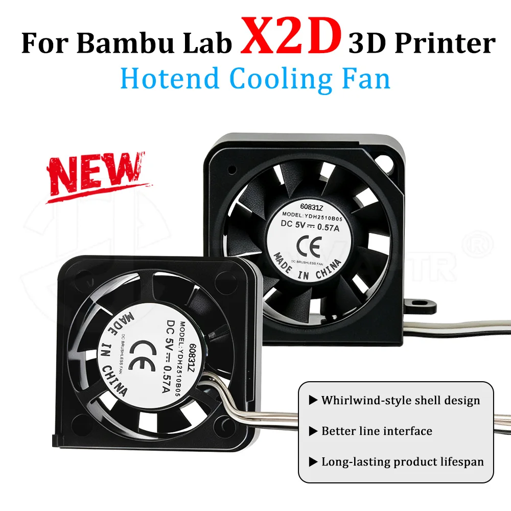 For Bambu Lab X2D Hotend Cooling Fan Left Right Side Fan Assembly 3D Printer Extruder Cooler Parts Reduce Nozzle Blockage