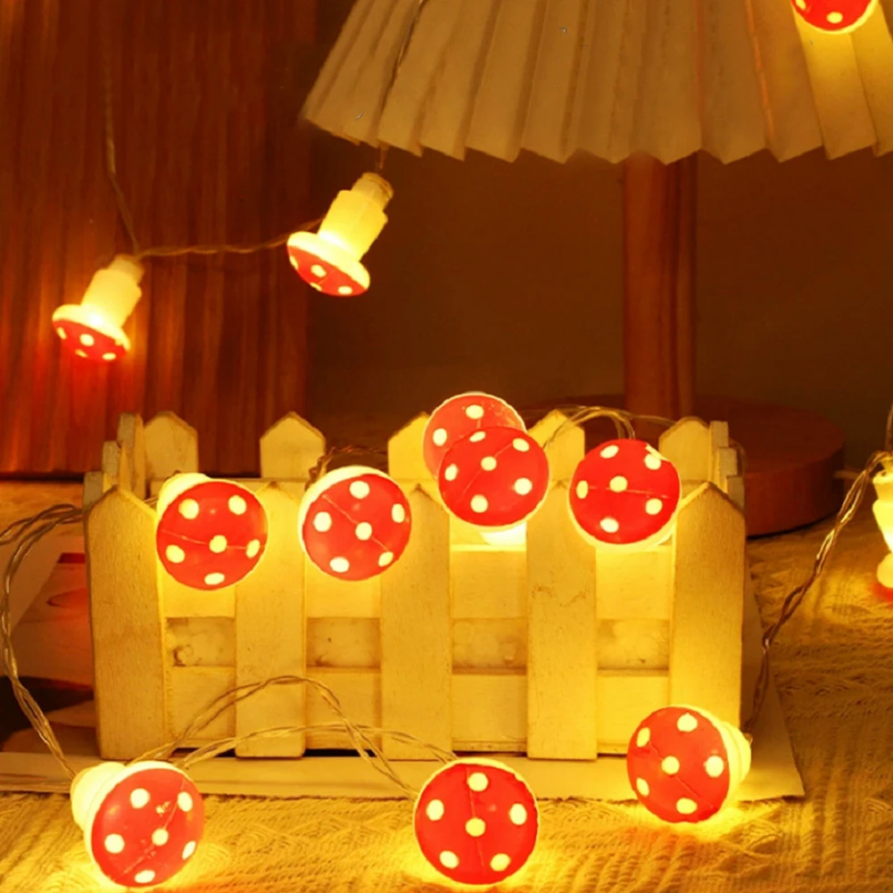 20LEDs Mushroom LED Fairy Lights USB/Battery Powered String Lights Decorative Lamp for Home Bedroom Party Wedding Indoor Decor