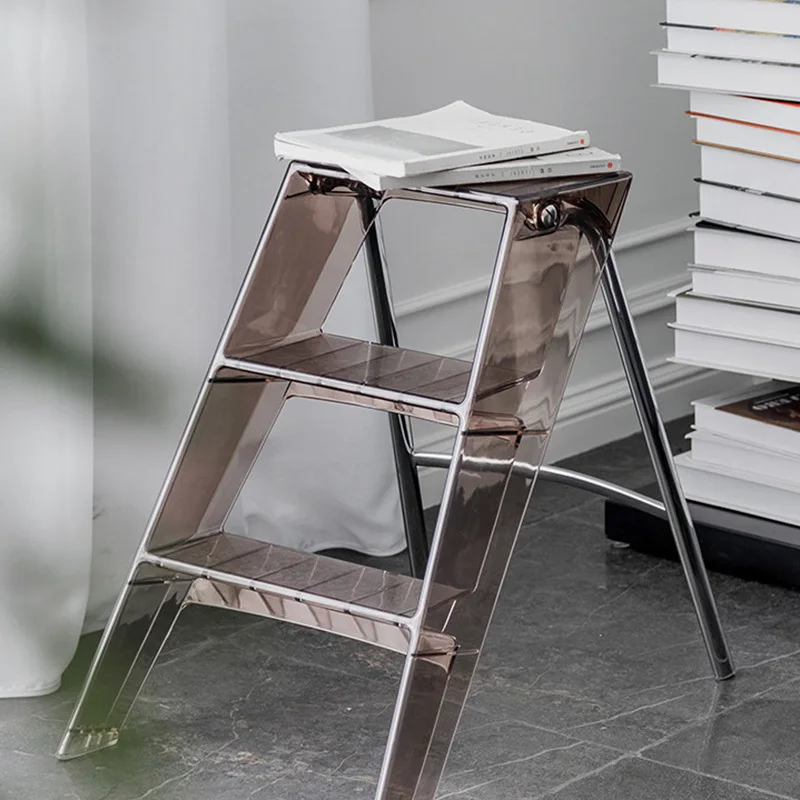 Transparent Non-Skid Three-Step Ladder Stools Folding Ladder Frame Household Acrylic Ladder Multifunction Pedal