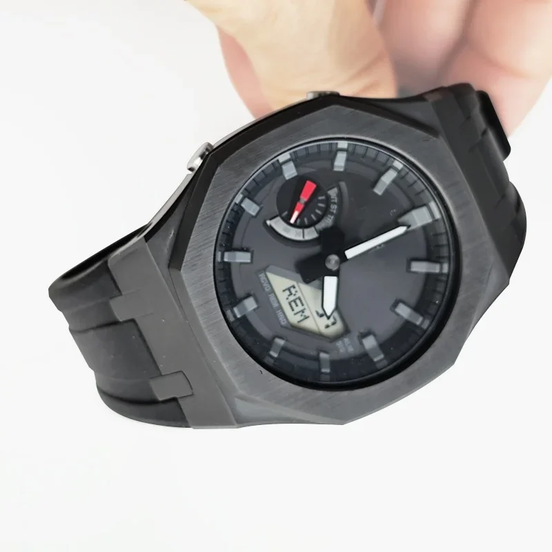 Caja de cerámica modificada, correa de caucho fluorado adecuada para Casio G Shock GA-2100 B2100 GA2110, accesorios para reloj