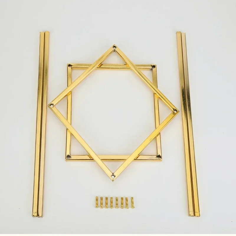 Gold-Plated Wedding Arch, Geometric Flower Stand, Home Decoration, Shiny Metal, Iron Rectangle, Square Frame Backdrop, 4 PCs/Lot