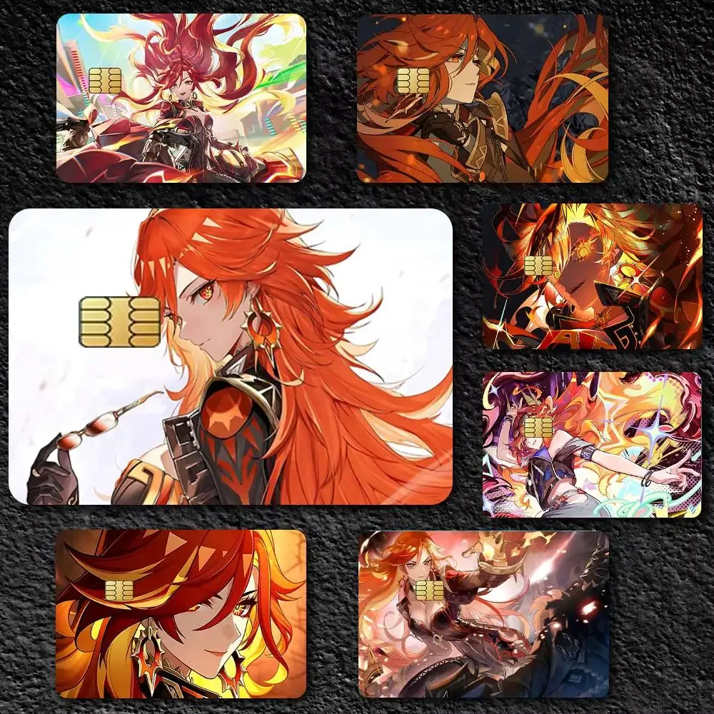 Anime Game Genshin Impact Mavuika Credit Skin Cover Card Stickers 4PCS Film Bus Pass Front Decoration Bank Debit Waterproof