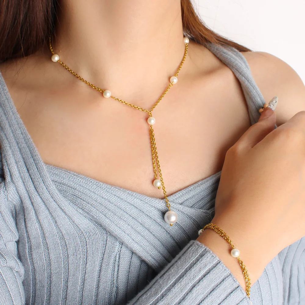 

DIY accessories Long pendant autumn and winter sweater chain bracelet fashion antique stainless steel DIY pearl necklace bracele