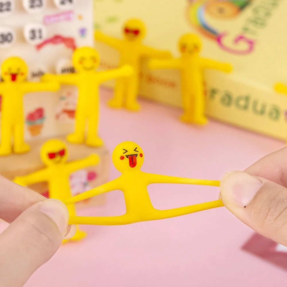 Ventile seu estresse com este mini cara amarela elástica! Um brinquedo mole e puxível, perfeito como presente para crianças.