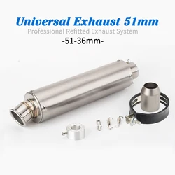 Motorcycle Refitted Exhaust Pipe Round Muffler R15 V3 MT03 RS150 Y15 SV650 Long:445mm